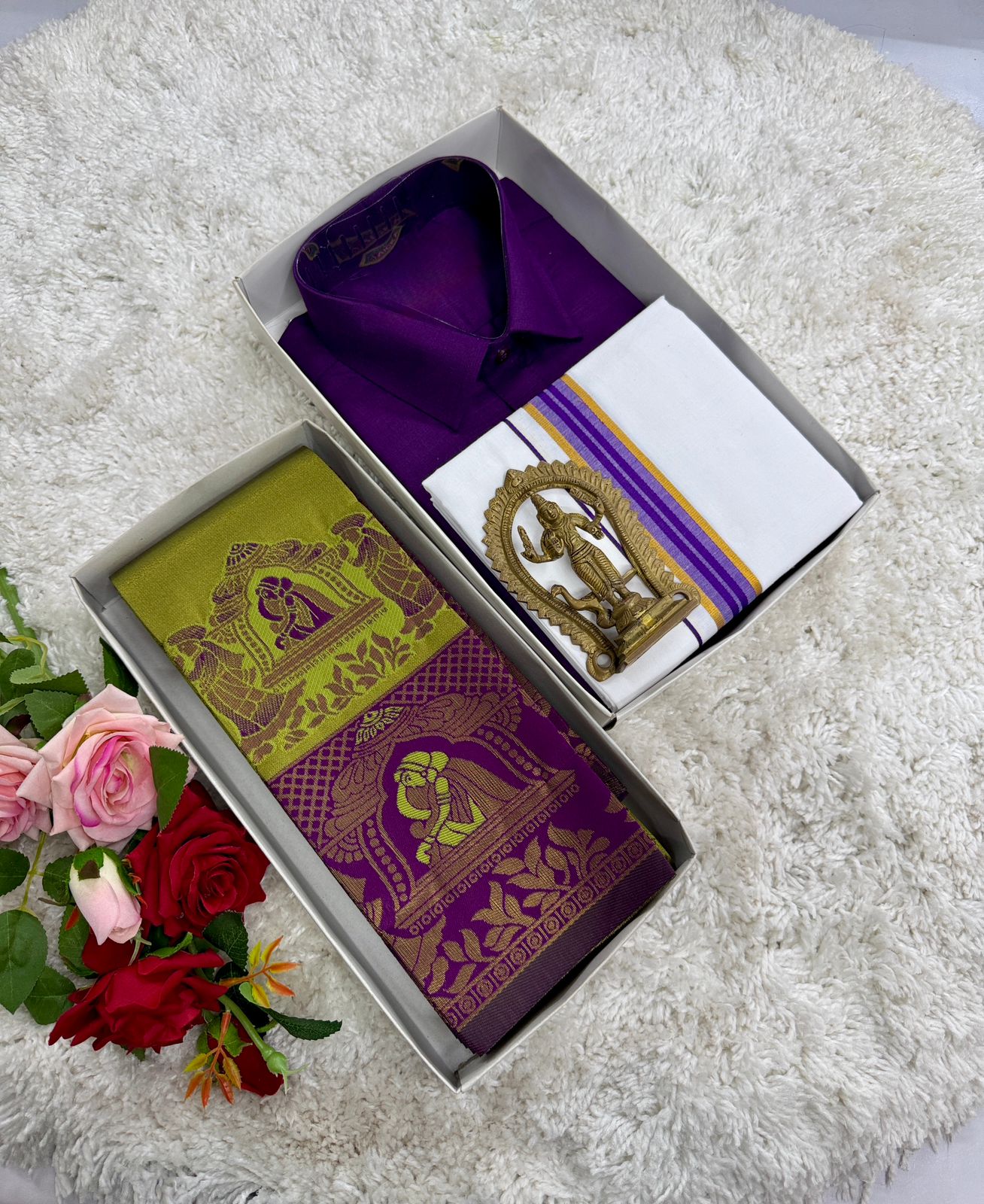 KUBERA SILK SAREES AND SHIRTS COMBO